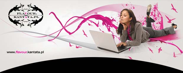 Leżąca kobieta z uniesioną nogą pracuje na laptopie różowe rozpryski farby